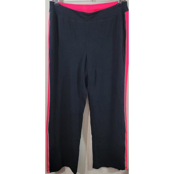 Catherines Black Pink Flat Front Pull On Sweat Pants 14W 16W Plus Lightweight - Picture 2 of 6